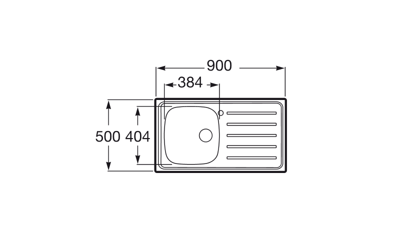 Medidas del fregadero de cocina E-90 - ROCA